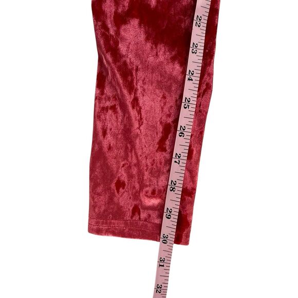 NEW Fabletics Crushed Velour Crossover Waist Leggings Size Small Red Athletic - Picture 13 of 13